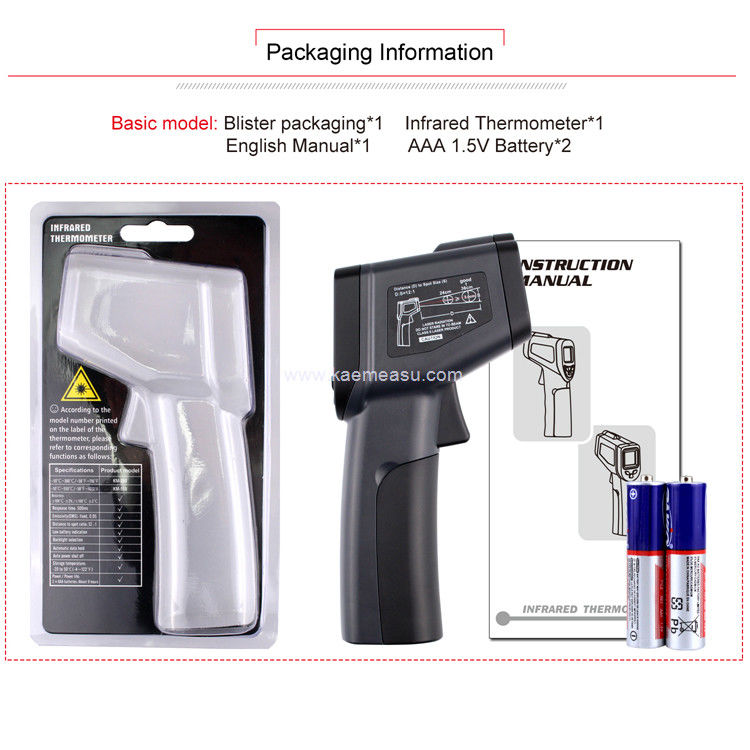 Kaemeasu 550°C Hochpräzisions-Thermo-Temperatur-Infrarot-Geschütz für Öl / Eis / Schmelztiegel / BBQ
