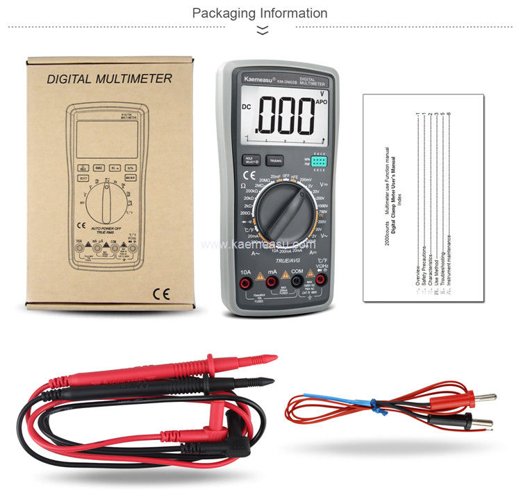 Kaemeasu 02B OEM ODM Elektrische Multimeter Wahres RMS Stromwiderstand Kapazität Spannungsmesser Tester