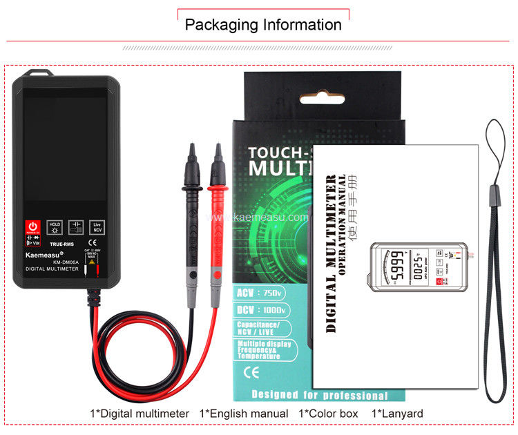 Kaemeasu 06A Gleichspannungs- und Wechselspannungsmesser Mini Pocket Multimetro 2 Stück AAA-Batterie