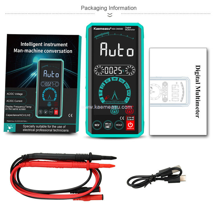 Kaemeasu 08B Farbbildschirm Multimeter Tester Elektriker Voltmeter NCV Ture RMS Spannung Tester 150g