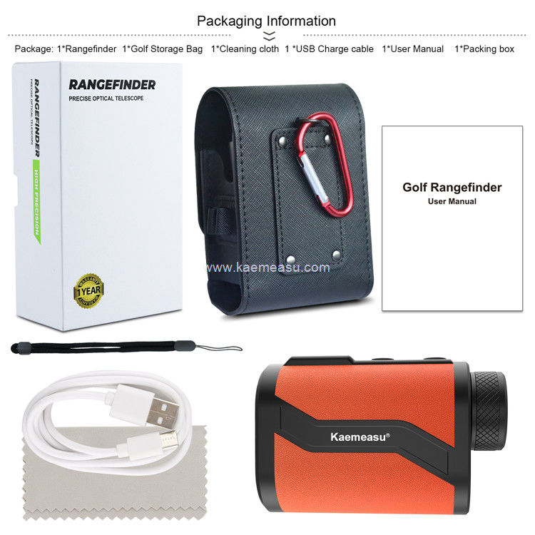 Kaemeasu Golf-Rangefinder 6.5X Aluminium-Leder-Schalen-Laser-Rangefinder mit Flaggpole Lock Magnet-Funktion MAL600
