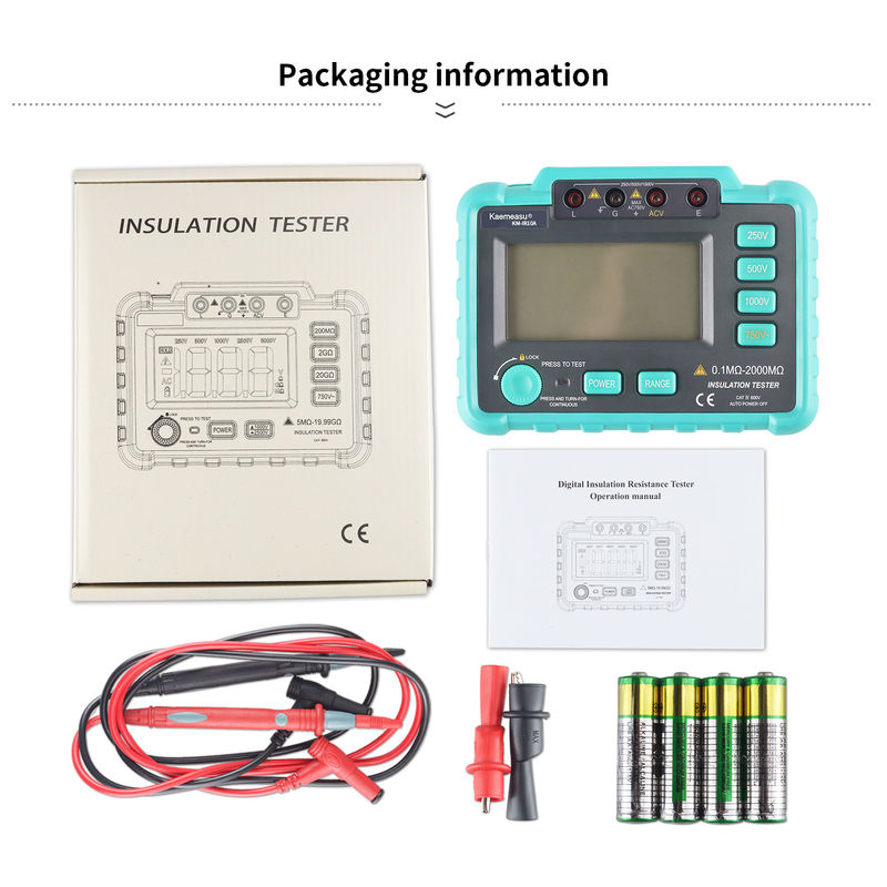 Kaemesau 1999 Zählbildschirm Isolationswiderstandstester 250 V 500 V 1000 V Überlastschutz Digitales Isolationswiderstandstester IR10A