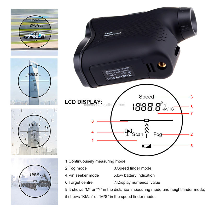 Multifunktions-Golf Jagd Handheld Digitaler Laser-Rangefinder Außen-Abenteuer-Teleskop Laser Entfernung Meter 600m 900m 1200m 1