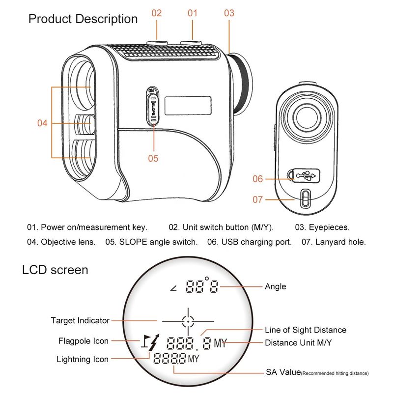 Outdoor-Sportteleskop Golf-Rangefinder mit magnetischer Anziehung und 905nm Laserwellenlänge