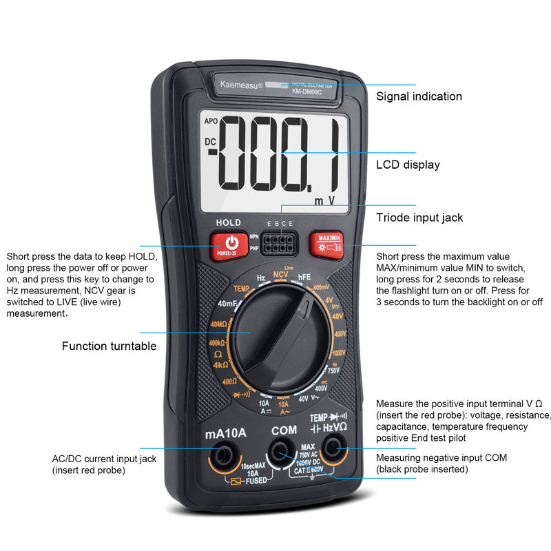 Leistungsspannungs- und Spannungsmultimeter Anpassung professionelle NCV-Kontaktlose Messung Smart Multimeter LCD-Bildschirm Digital Multimeter
