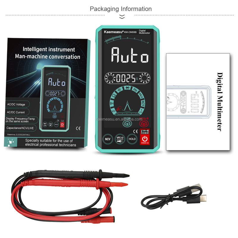 Intelligente Mensch-Maschine-Interaktion Multimeter LCD Farbbildschirm Spannungstester Wiederaufladbares Smart Digital Multimeter