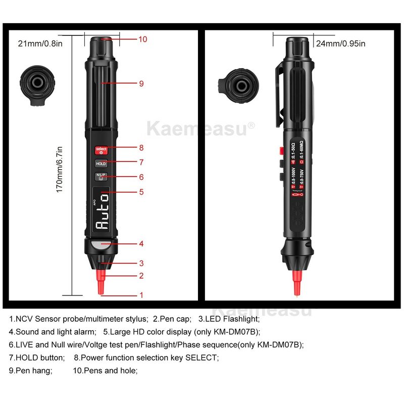 Populärer Stil Mini Pen Digital Multimeter mit Live/NCV/Sequenz Kontaktloser Spannungserkennung Multimeter Tester