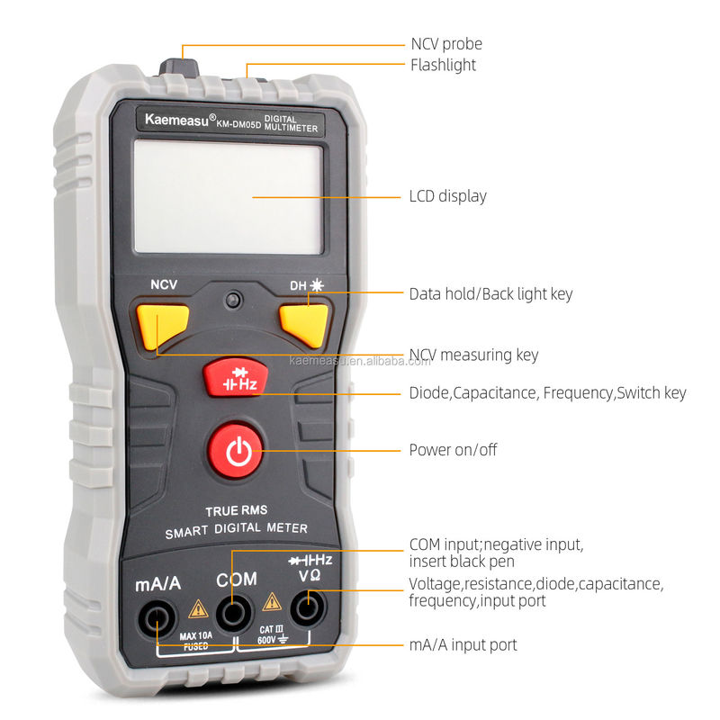 Kaemeasu Portable Smart Digital Multimeter DC AC Auto Reichweite Digital Multimeter Live Naught Drahtleitung Test Digital Multimeter