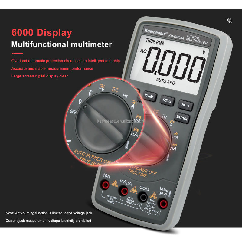 Hochpräzisions-Anti-Brand-Multimeter mit 1000 V-Digital-LCD-Bildschirm Voltmeter mit Temperaturmessung