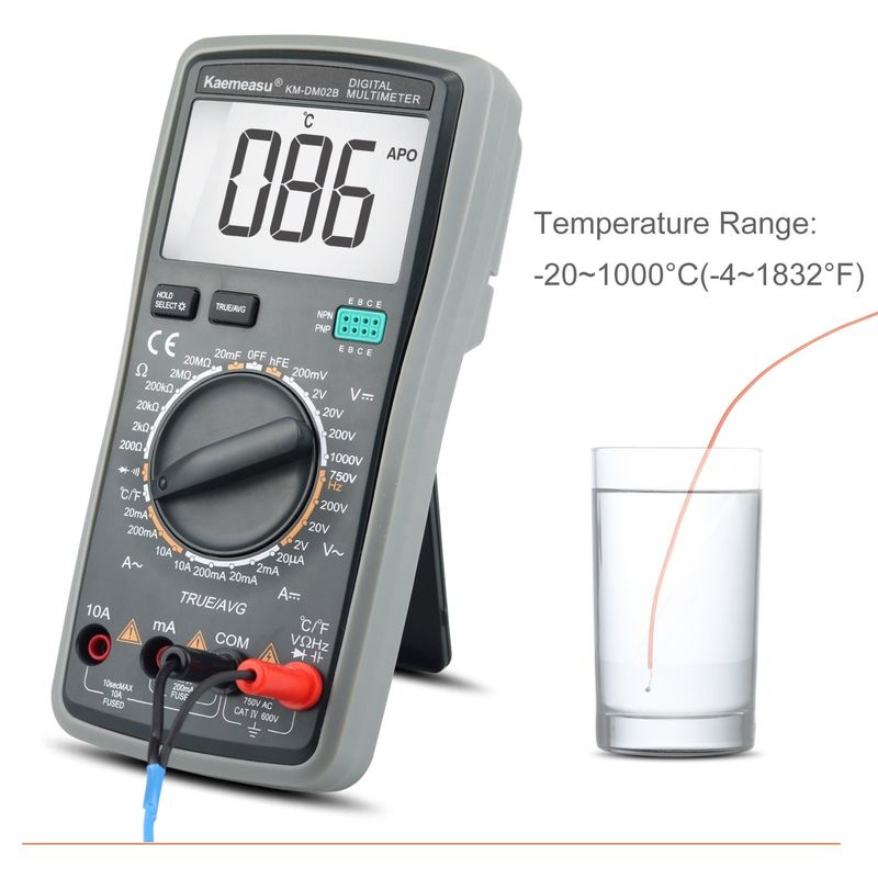 Hochpräzisions-Anti-Brand-Multimeter mit 1000 V-Digital-LCD-Bildschirm Voltmeter mit Temperaturmessung
