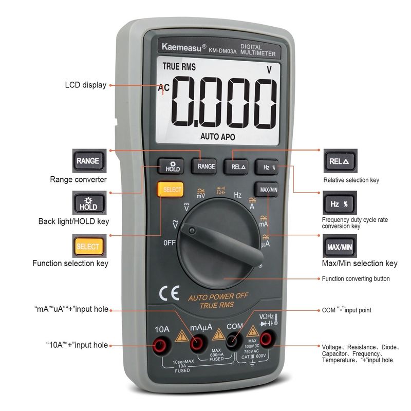 03A Industrielle Hochpräzisions-Smart-Digitalmultimeter mit Autorange NCV 1000V AC DC Multimeter Smart-Digital Multimeter