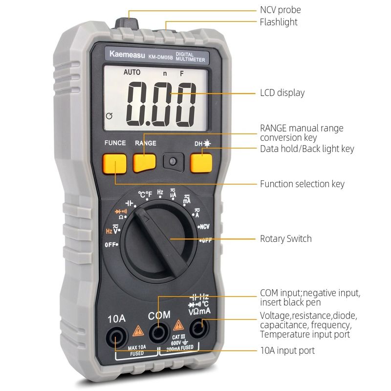 Auto Range LCD Display elektrischer Multi Tester T-rms NCV Automeßbank Digitale Multimeter mit Sonde