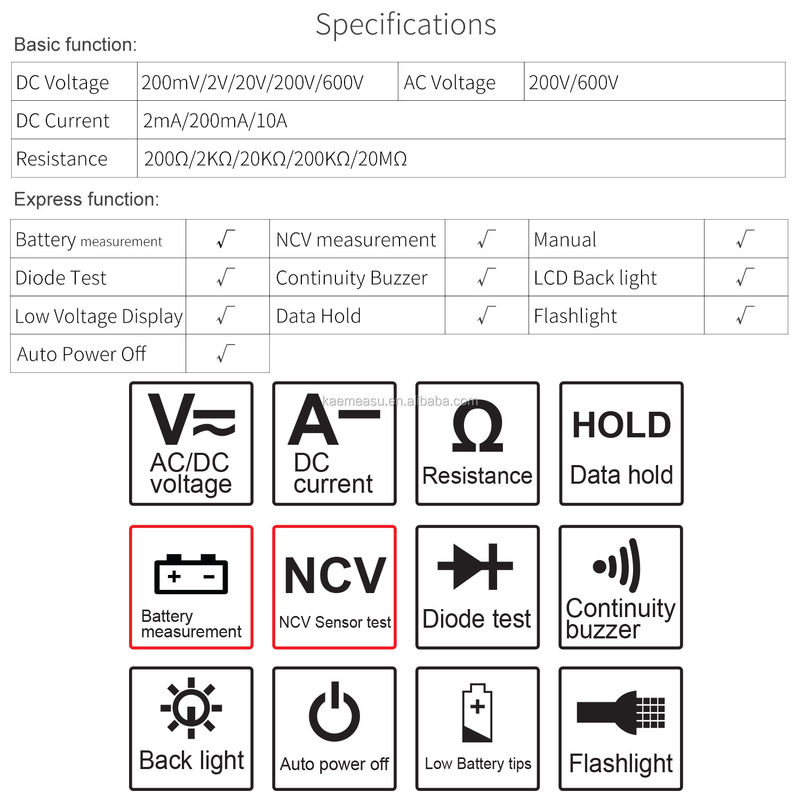 Pocket Multifunction Elektriker Universalzähler Reparaturwerkzeug Spannung Strom Widerstand Tester NCV Digital Multimeter