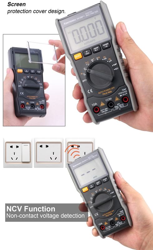Elektrische Multimeter gegen Verbrennung True-rms Ncv Ohm Hz Tester Smart Digital Multimeter mit Temperaturprobe