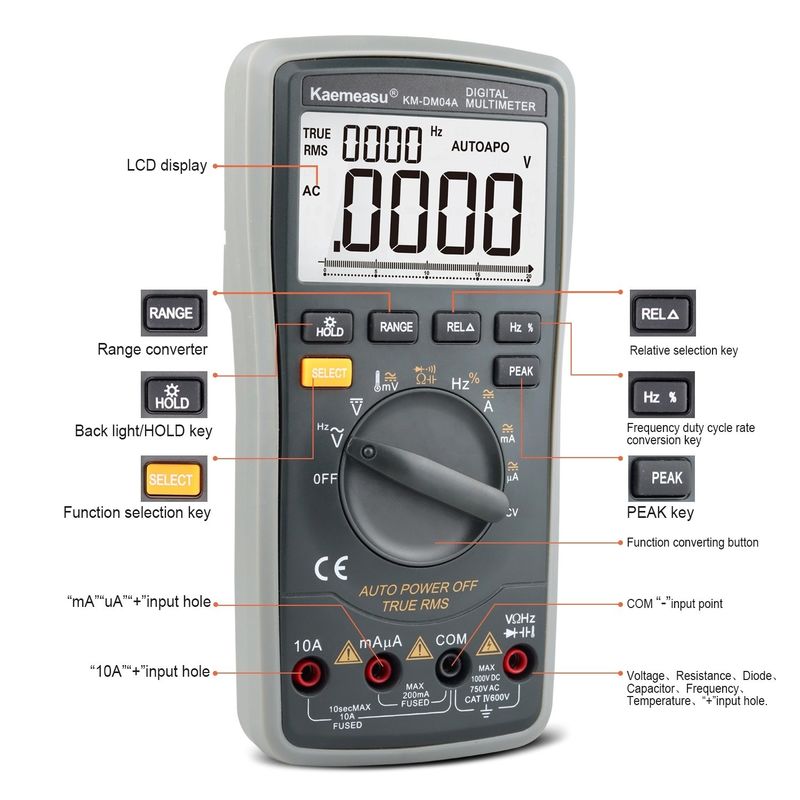 ABS Elektroteile 04A OEM ODM Automobilbereich Smart Multitester Laborgeräte DC/AC 20000 Zählungen Digitale Multimeter