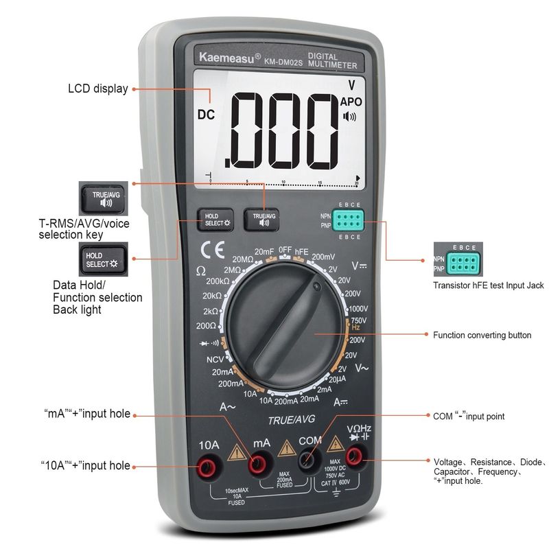 Intelligenter Sprach-Multitester Automatikbereich Multifunktions-Laboratoriumsausrüstung Widerstandstester Digitalem Multimeter