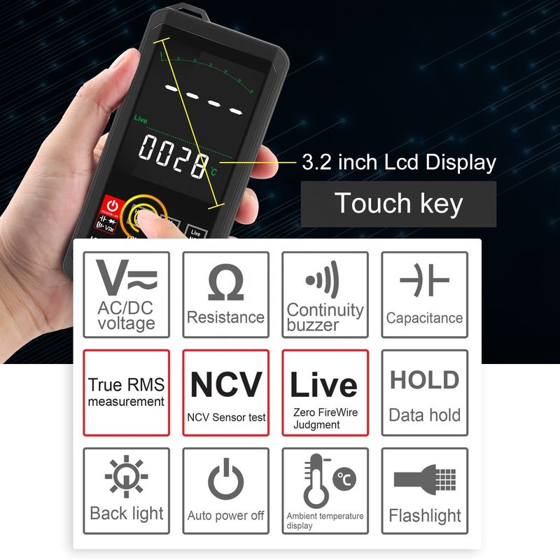 Kaemeasu Tasche Elektronik Reparaturwerkzeuge Mini Touch Digital Multimeter 6000 Zählung Farbe Großer Bildschirm Mini Touch Digital Multimeter