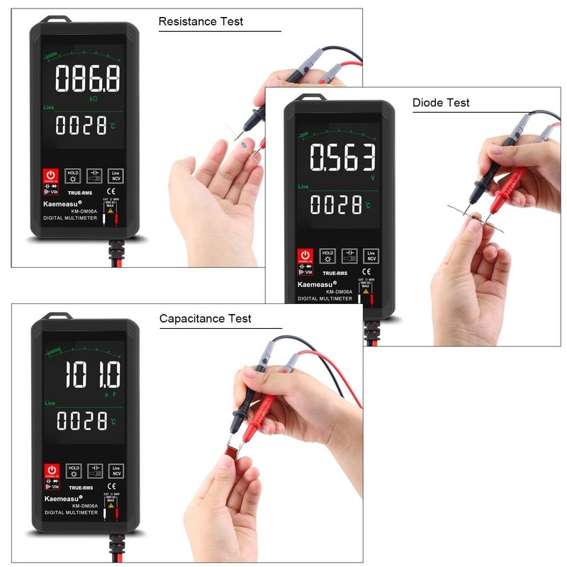 Kaemeasu Tasche Elektronik Reparaturwerkzeuge Mini Touch Digital Multimeter 6000 Zählung Farbe Großer Bildschirm Mini Touch Digital Multimeter