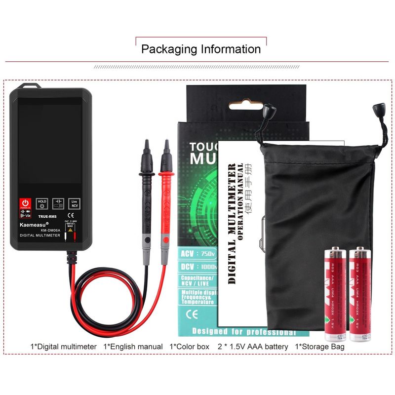 Kaemeasu Tasche Elektronik Reparaturwerkzeuge Mini Touch Digital Multimeter 6000 Zählung Farbe Großer Bildschirm Mini Touch Digital Multimeter