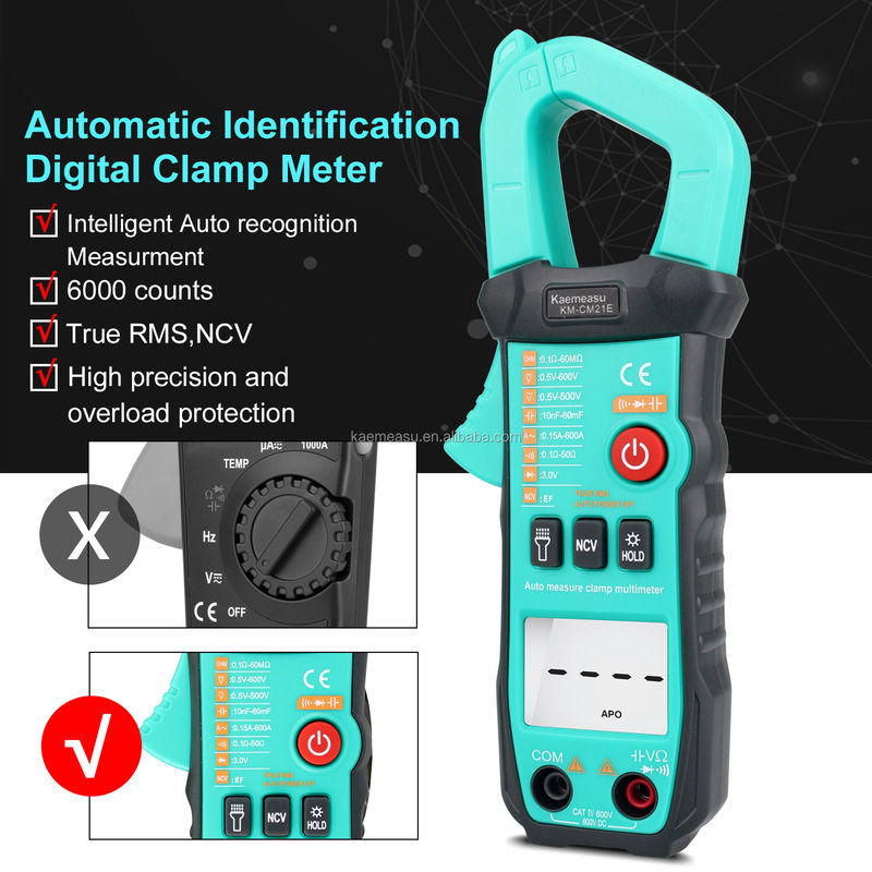 600A Strommessung Trms Spannungsmessgerät für den automatischen Bereich Amperometer Hz Ohm Ncv Tester Multimeter Ampere Meter Klemmmeter 21E