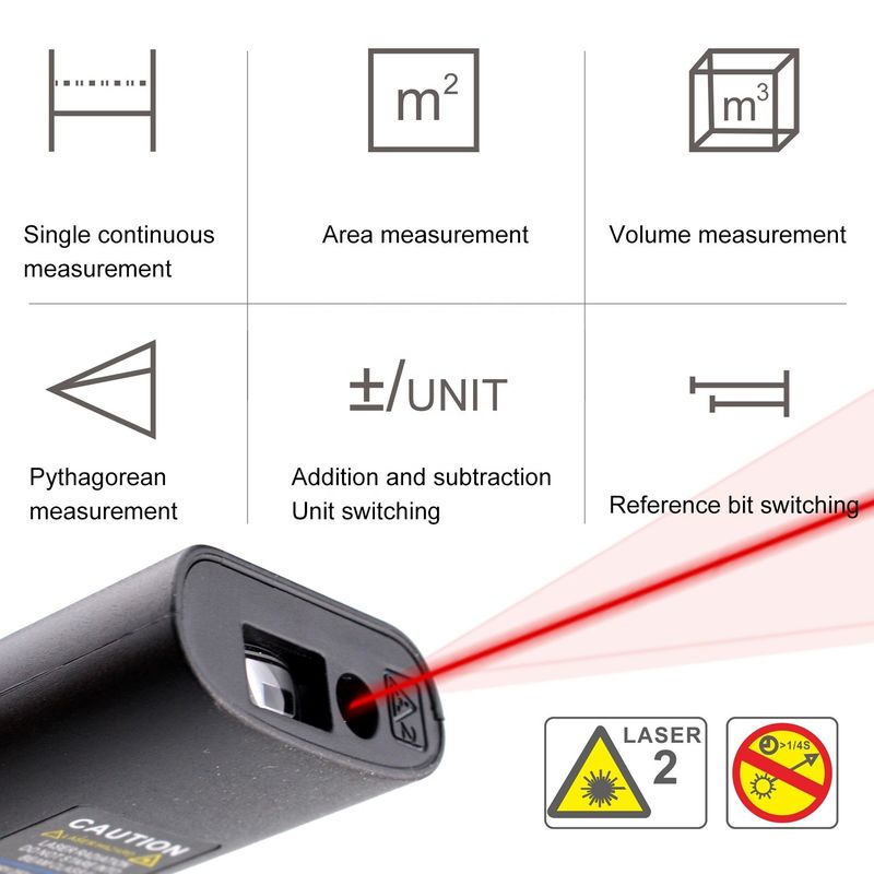 40m Mini Handheld USB Wiederaufladbarer Laser Abstandsmesser Hochpräzision Infrarot-elektronischer Lineal Laser Reichweitenmesser