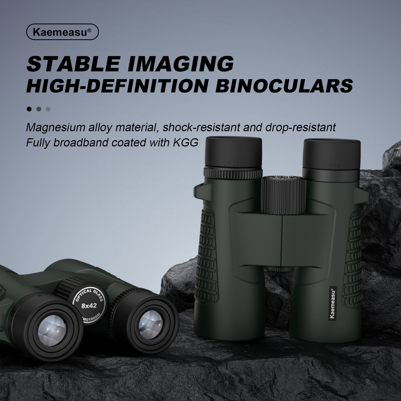 Kaemeasu C Modell Grüne Farbe 10x42 HD Wasserdichtes Fernglas für Erwachsene, Fernglas für Vogelbeobachtung und Wandern, Optik mit BAK4-Prisma, Stoßdichtes Magnesium-Legierungskörper, klares und helles Sehen