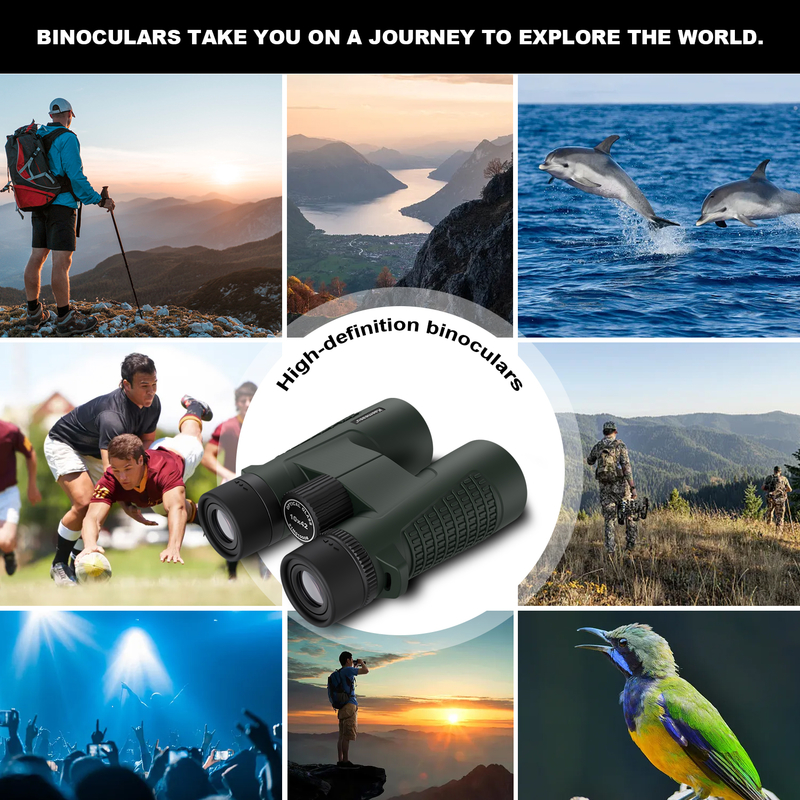 Kaemeasu C Modell Grüne Farbe 10x42 HD Wasserdichtes Fernglas für Erwachsene, Fernglas für Vogelbeobachtung und Wandern, Optik mit BAK4-Prisma, Stoßdichtes Magnesium-Legierungskörper, klares und helles Sehen