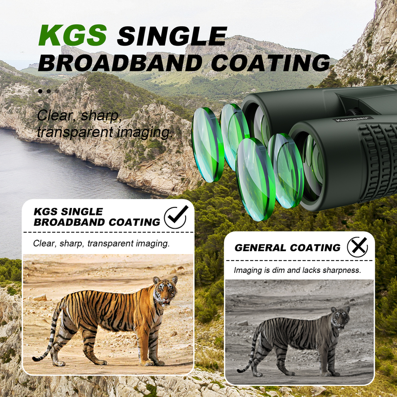 Kaemeasu C Modell Grüne Farbe 10x42 HD Wasserdichtes Fernglas für Erwachsene, Fernglas für Vogelbeobachtung und Wandern, Optik mit BAK4-Prisma, Stoßdichtes Magnesium-Legierungskörper, klares und helles Sehen